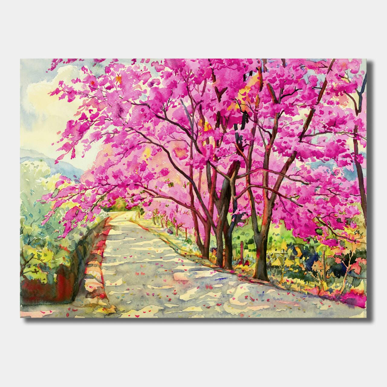 Designart - Cherrry Blossom Lane - Farmhouse Canvas Wall Art Print